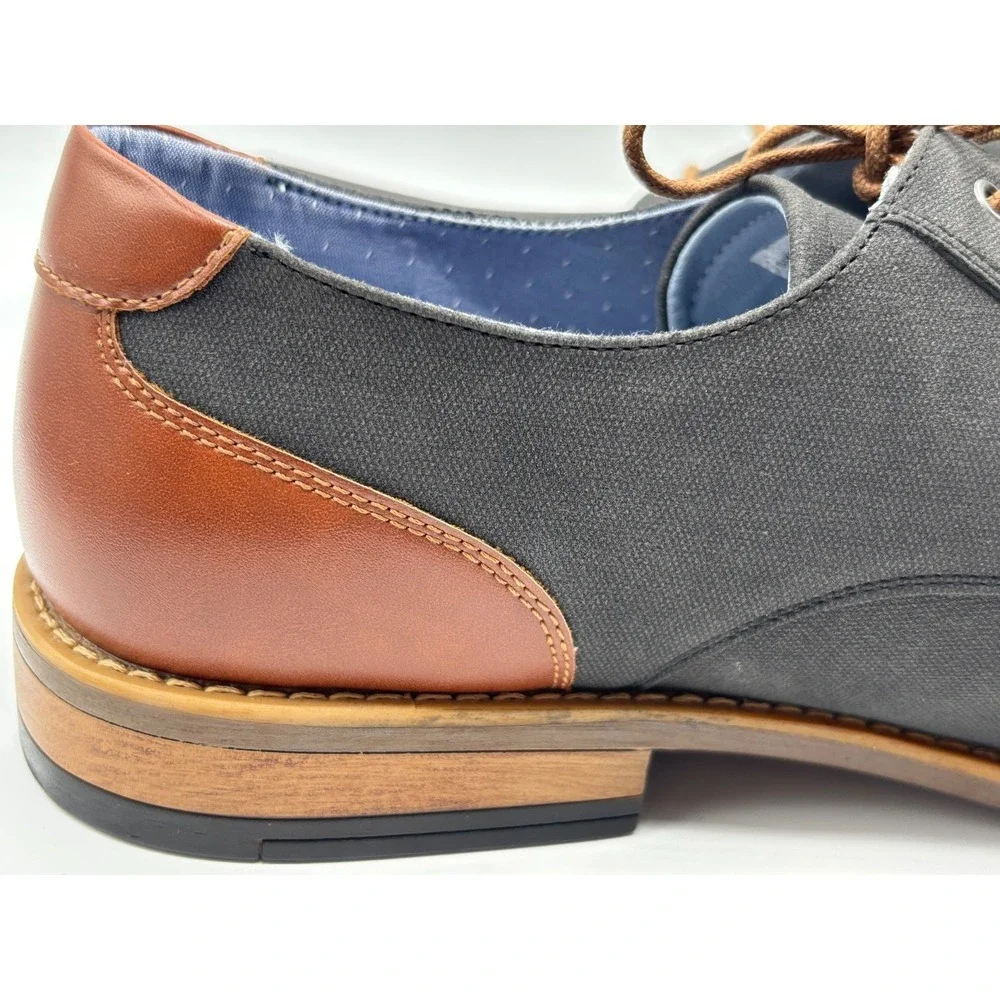 Perry Ellis Portfolio Men's Canvas Derby Oxford Shoes Gray Sz 13 Casual Lace-Up